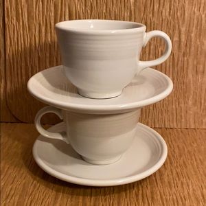 Fiestaware White 2 cups and saucers